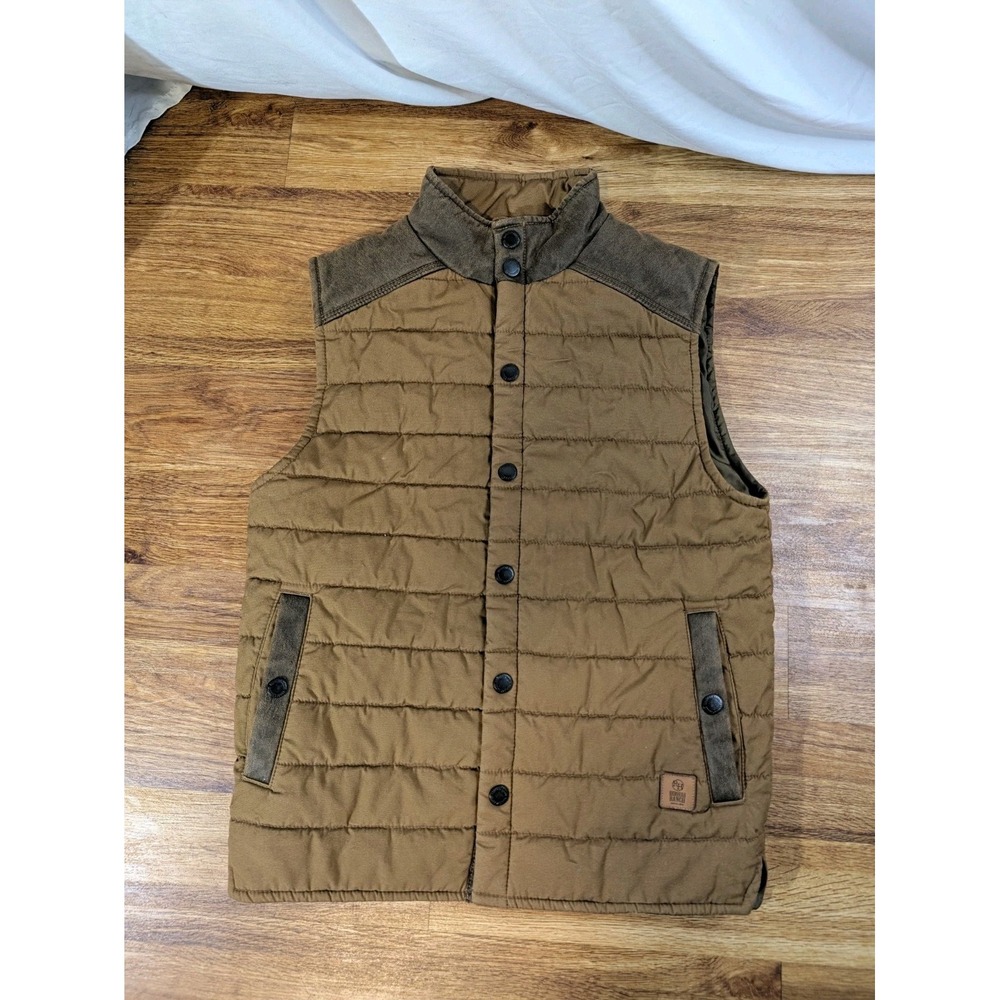 Red Head Ranch Mens Tan Brown Western Quilted Workwear Snap Front Vest Small